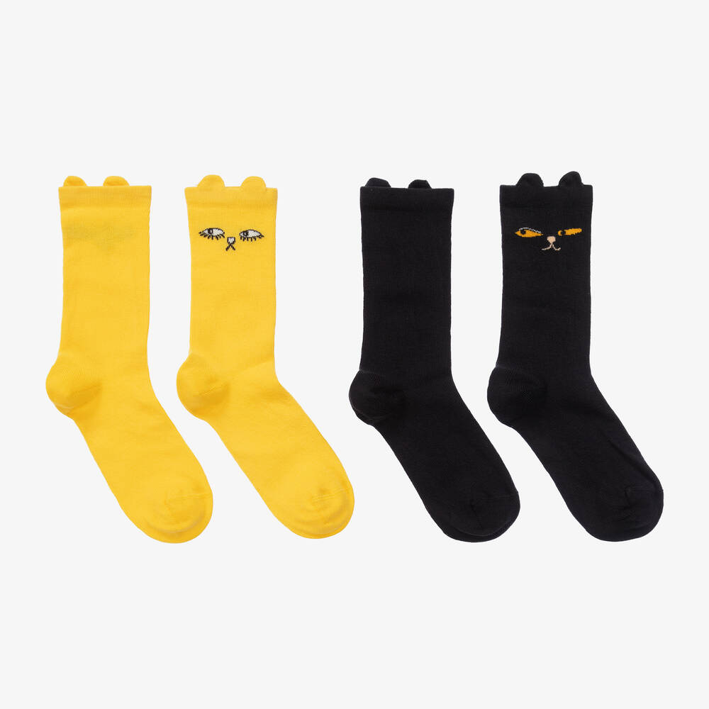 Mini Rodini-Organic Cotton Cat Socks (3 Pack) | Childrensalon Outlet