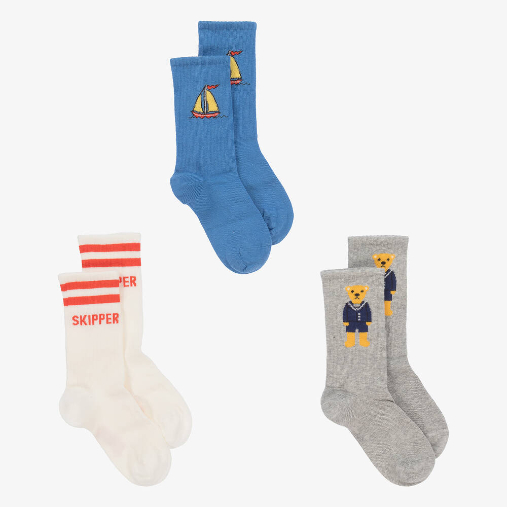 Mini Rodini-Носки из органического хлопка в морском стиле (3пары) | Childrensalon Outlet