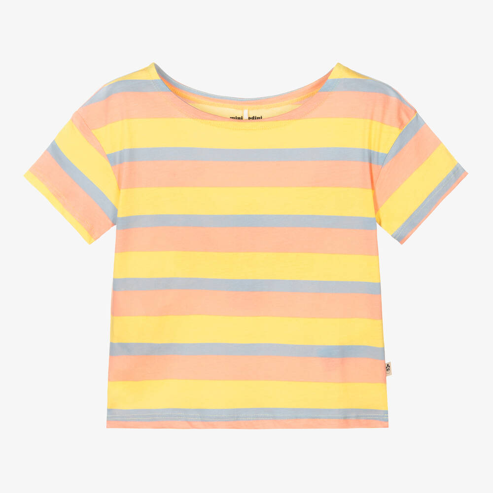 Mini Rodini - Streifen-T-Shirt pastellrosa & gelb | Childrensalon