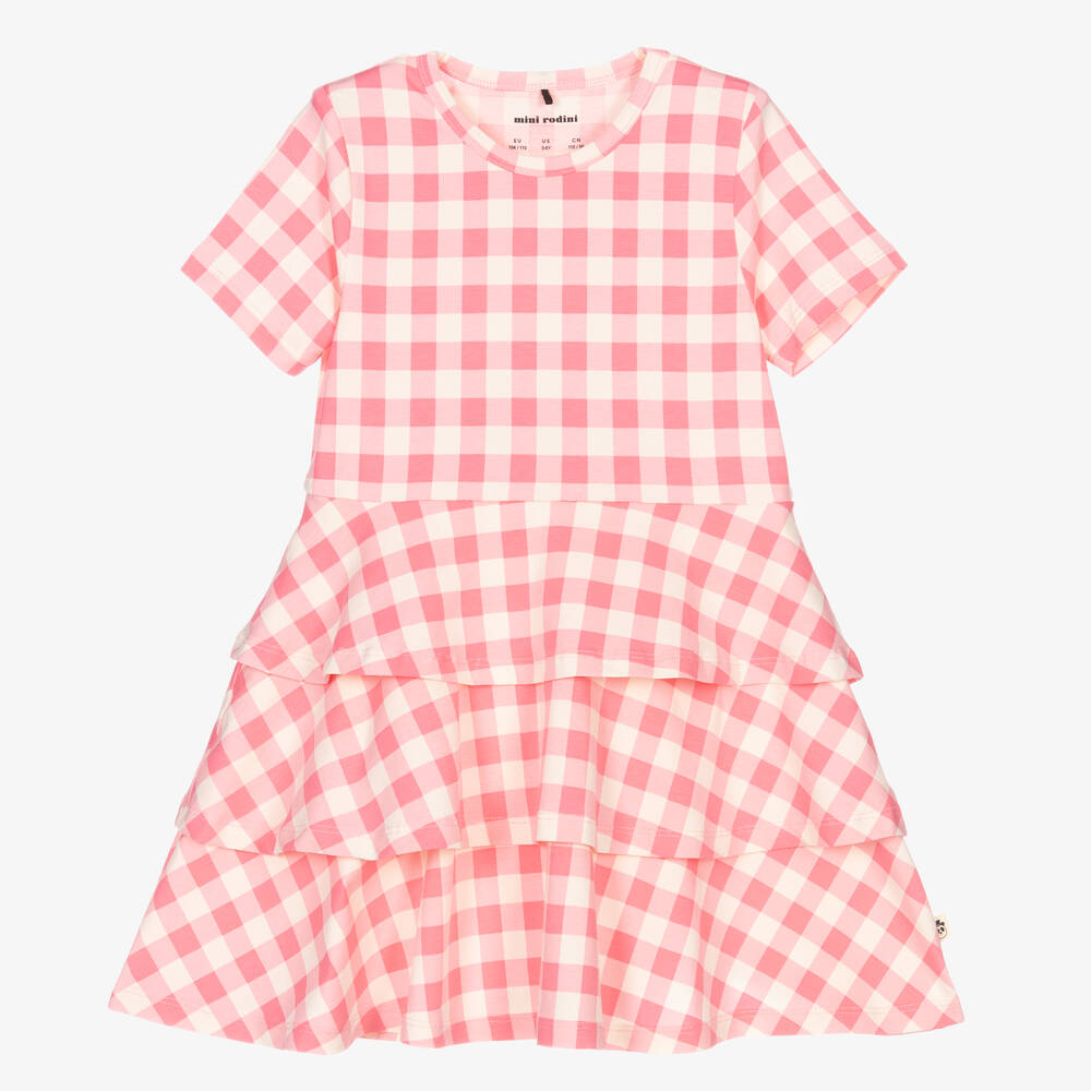 Mini Rodini - Pink Gingham Cotton Dress | Childrensalon