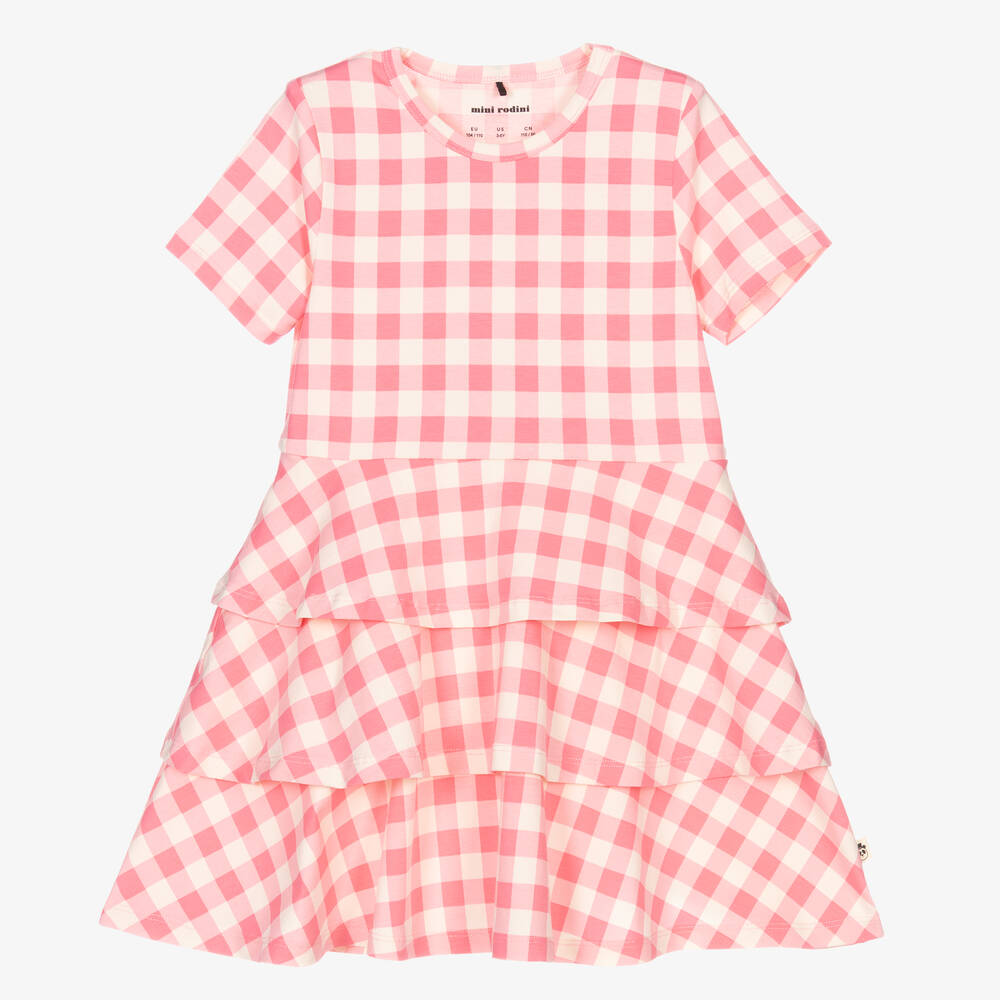 Mini Rodini - Rosa Baumwollkleid mit Vichykaros | Childrensalon