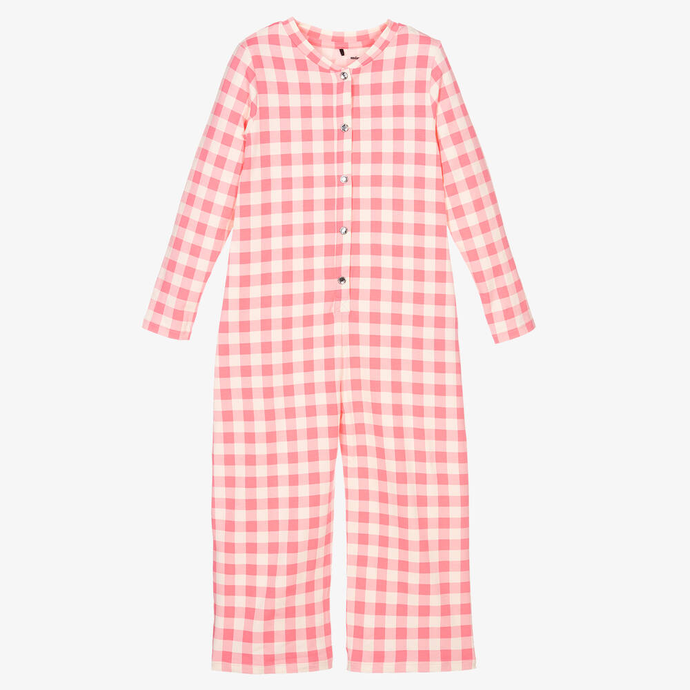 Mini Rodini-Pink Gingham Cotton Jumpsuit | Childrensalon Outlet