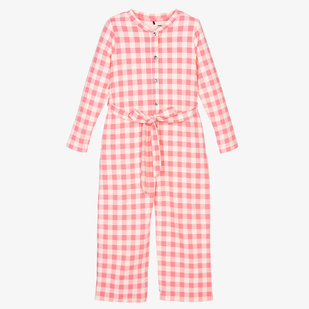 Mini Rodini-Pink Gingham Cotton Jumpsuit | Childrensalon Outlet