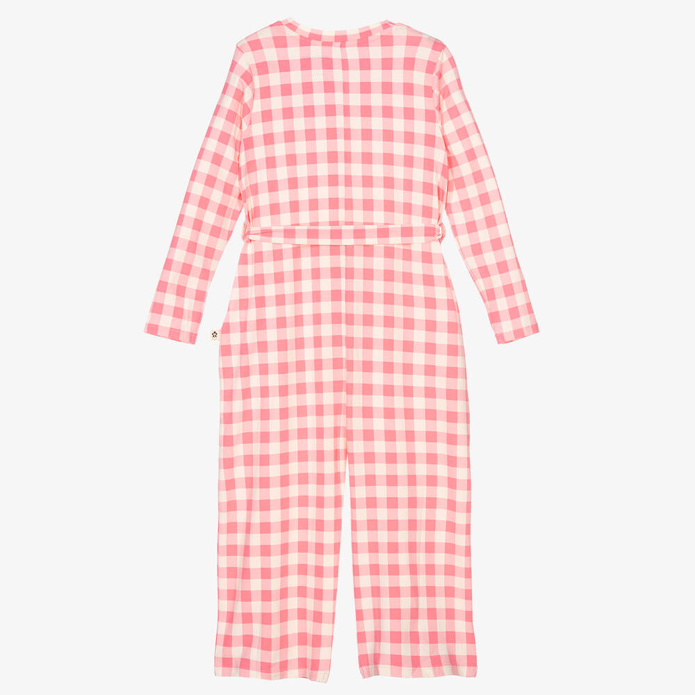 Mini Rodini-Pink Gingham Cotton Jumpsuit | Childrensalon Outlet