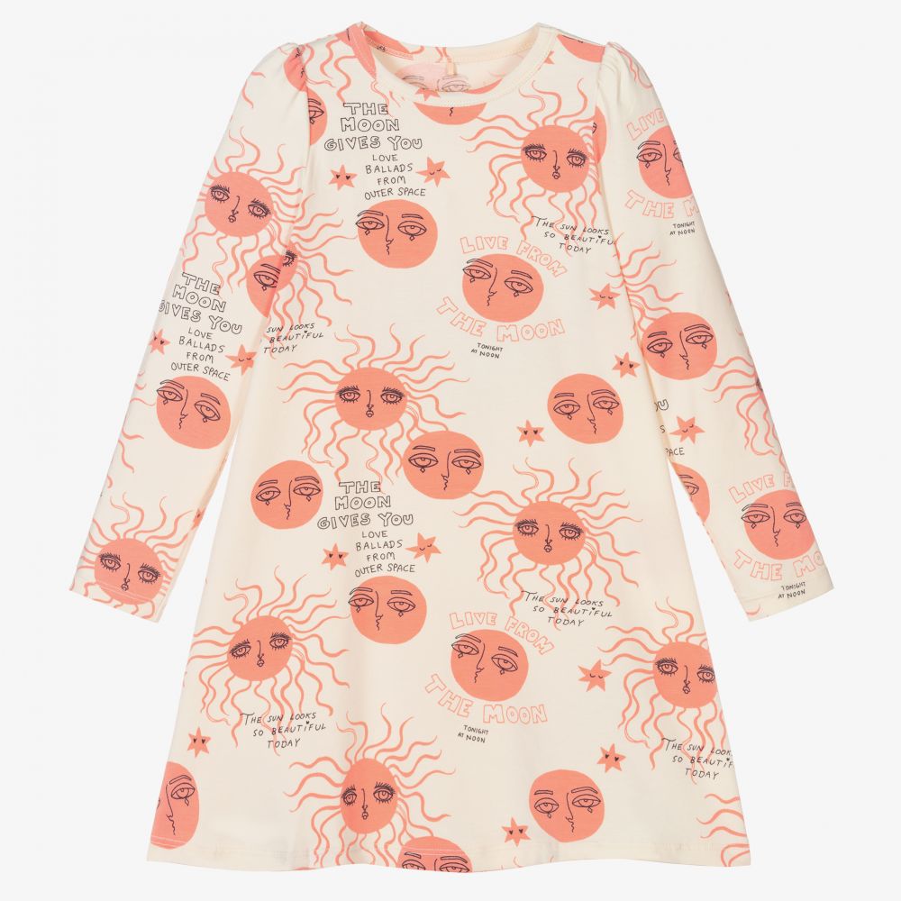 Mini Rodini-Кремово-розовое хлопковое платье | Childrensalon Outlet