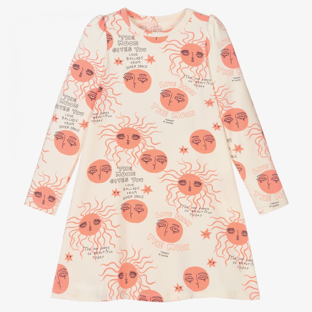 Mini Rodini - Robe rose et ivoire en coton | Childrensalon