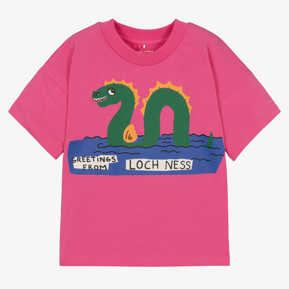 Mini Rodini - Pink Loch Ness Monster T-Shirt | Childrensalon