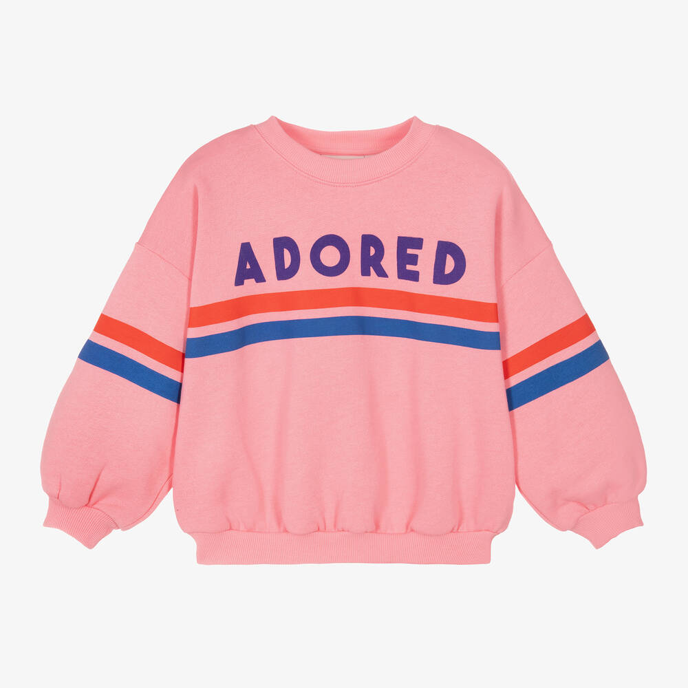 Mini Rodini-Pink Organic Cotton Slogan Sweatshirt | Childrensalon Outlet