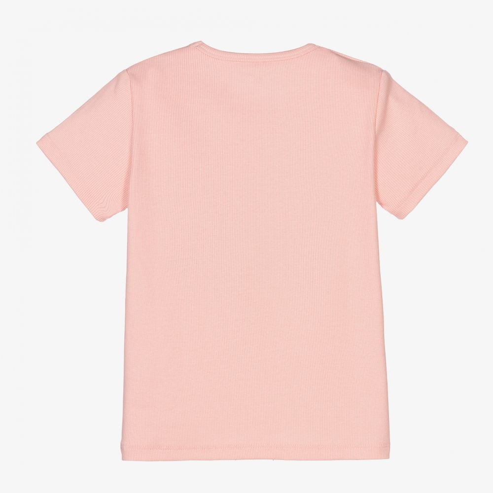 Mini Rodini-تيشيرت قطن عضوي جيرسي لون زهري للبنات | Childrensalon Outlet