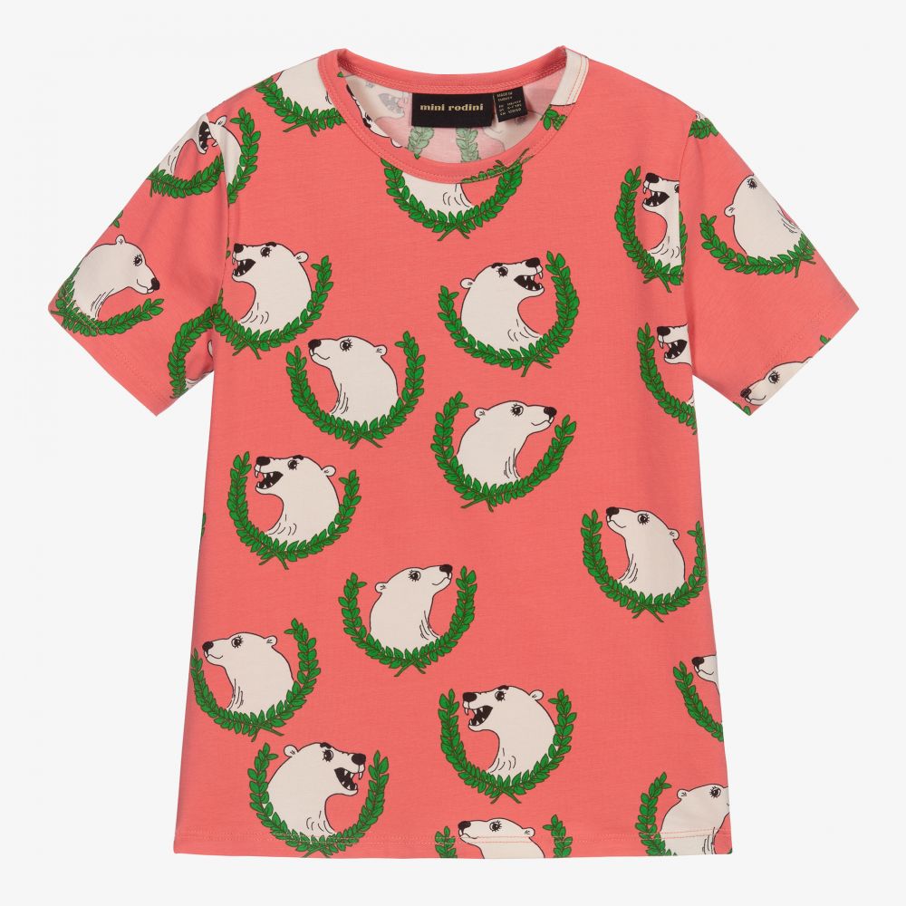 Mini Rodini - T-shirt rose Ours polaire | Childrensalon