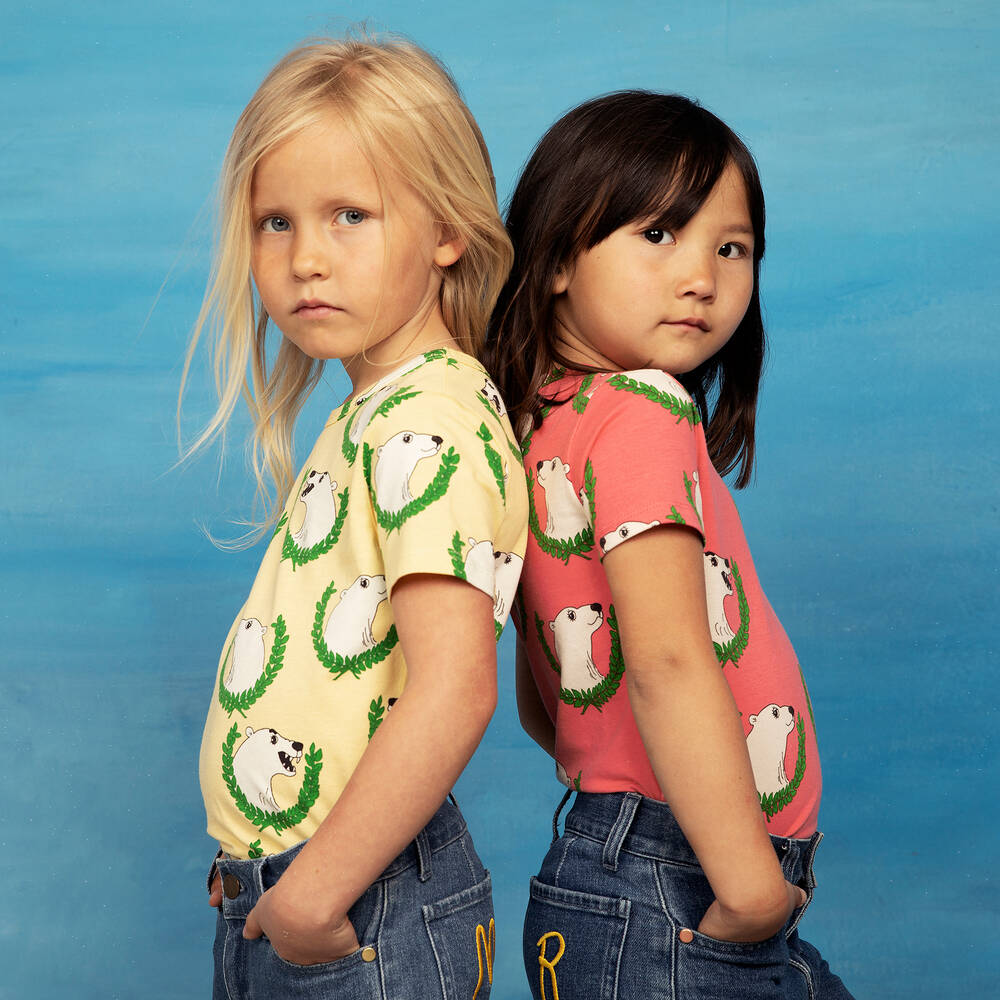 Mini Rodini-تيشيرت قطن عضوي لون زهري للبنات | Childrensalon Outlet