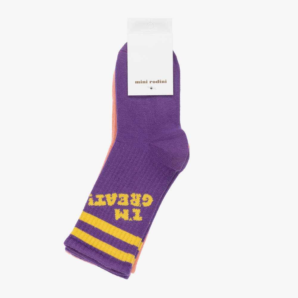 Mini Rodini-Розовые и фиолетовые носки (2пары) | Childrensalon Outlet