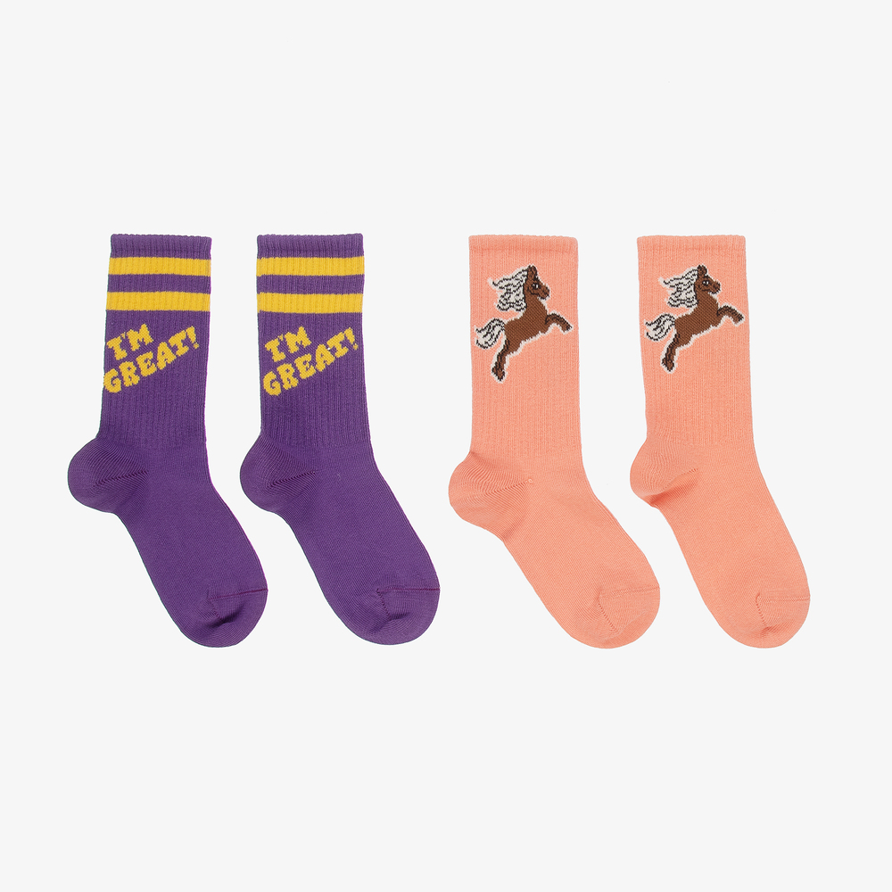 Mini Rodini-Розовые и фиолетовые носки (2пары) | Childrensalon Outlet