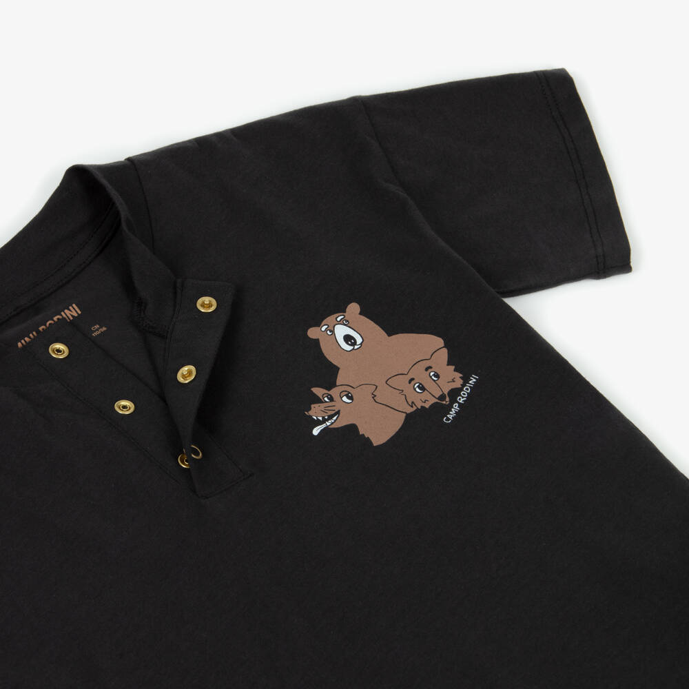 Mini Rodini-Playful Black Bear T-Shirt | Childrensalon Outlet