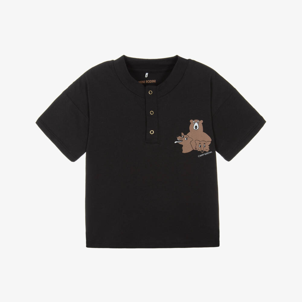 Mini Rodini-Playful Black Bear T-Shirt | Childrensalon Outlet