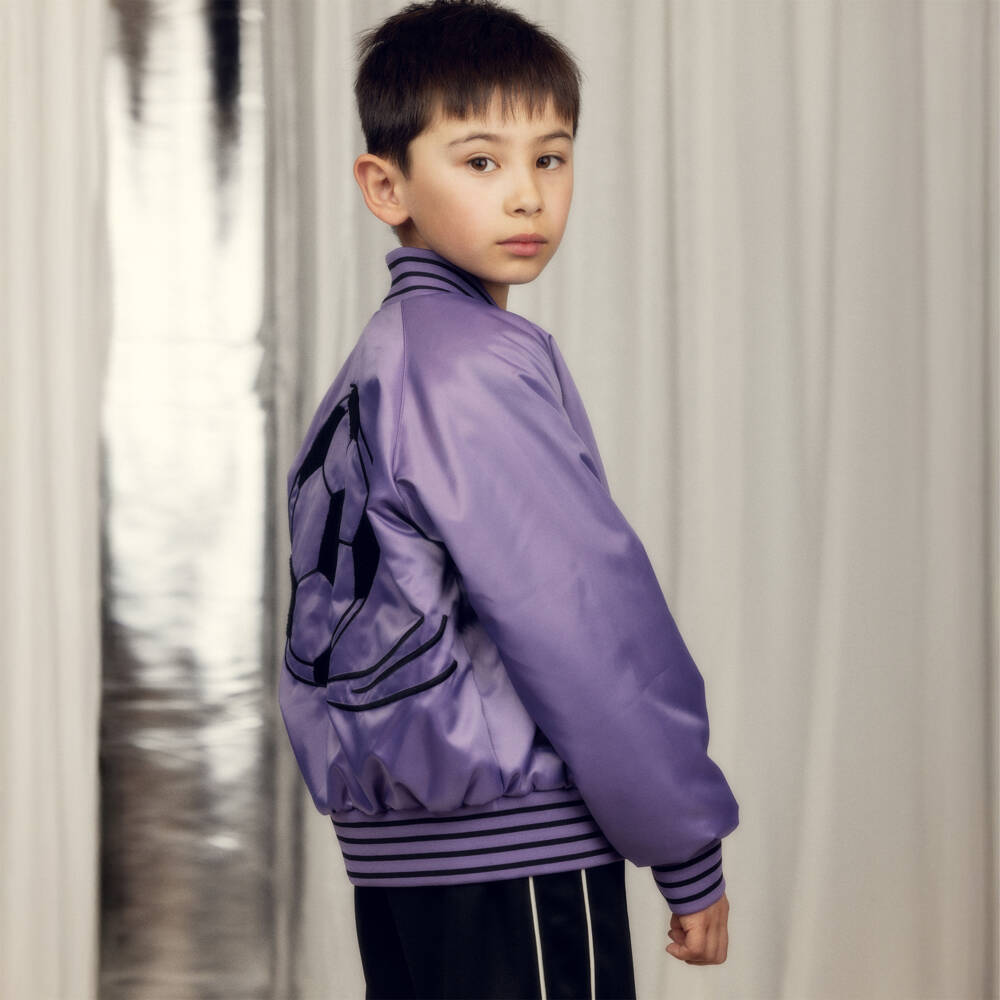 Mini Rodini-Purple Bomber Jacket with Football Motif | Childrensalon Outlet