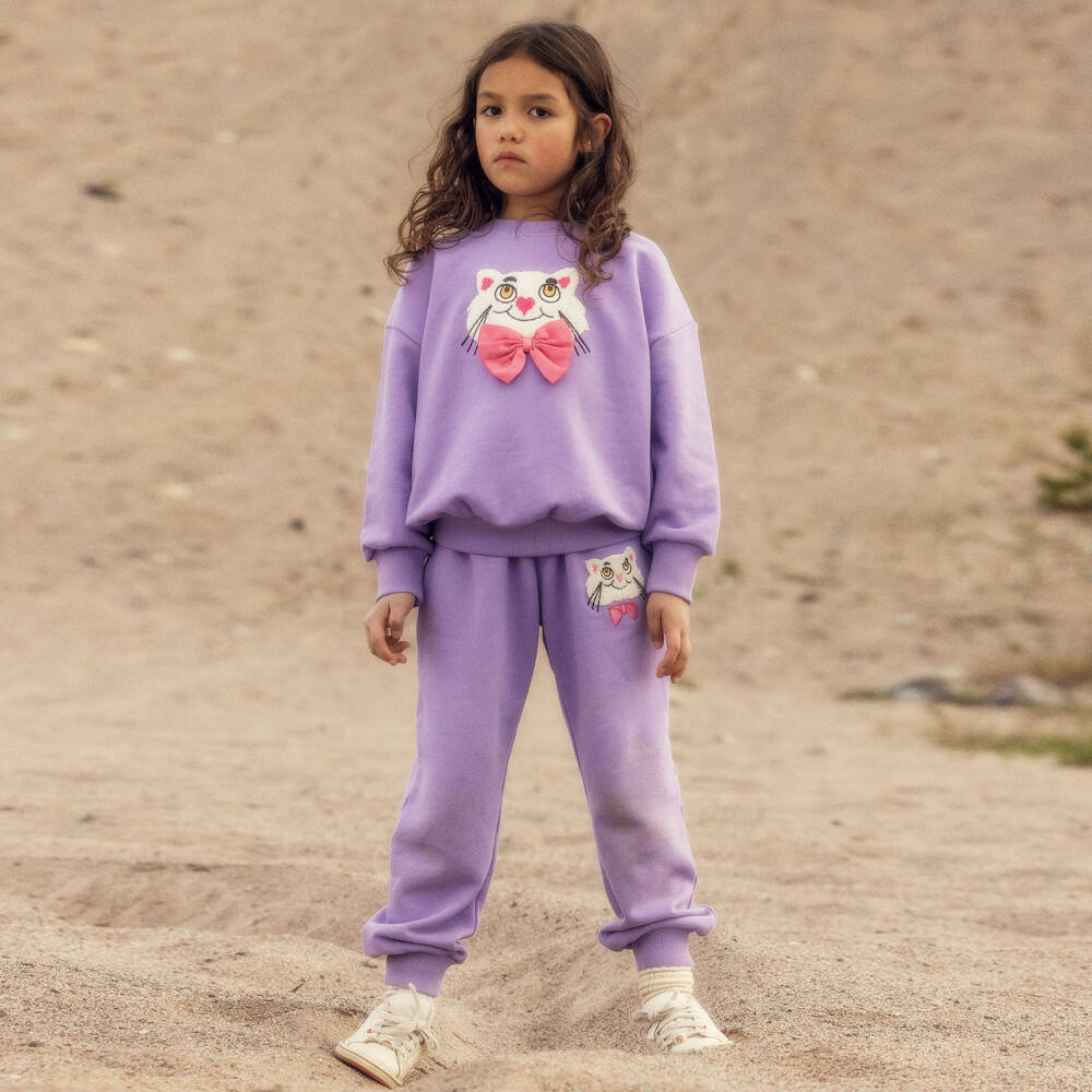 Mini Rodini-Purple Cat Print Sweatshirt | Childrensalon Outlet