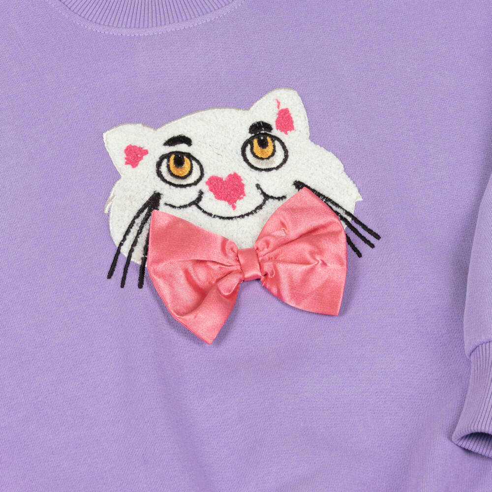 Mini Rodini-Purple Cat Print Sweatshirt | Childrensalon Outlet