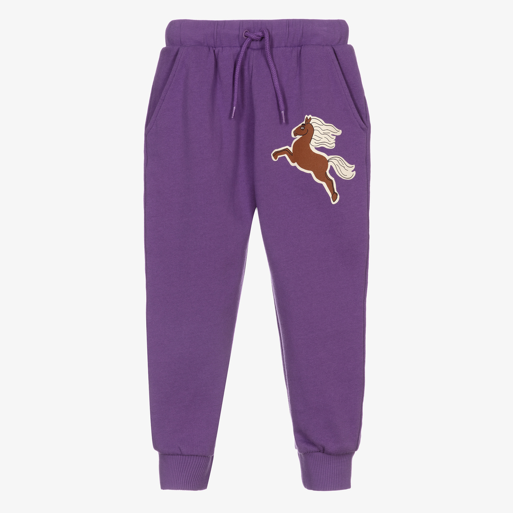 Mini Rodini - Purple Cotton Horse Joggers | Childrensalon