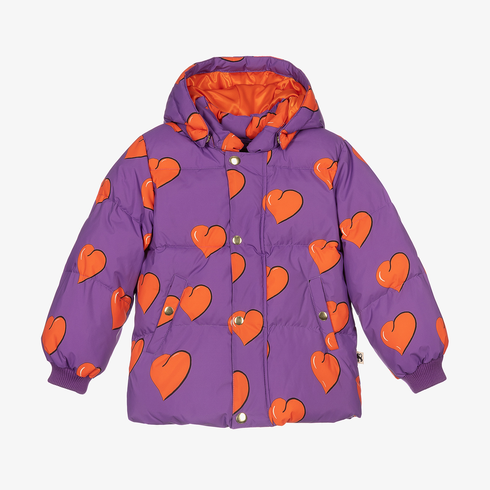 Mini Rodini - Purple Hearts Puffer Jacket | Childrensalon