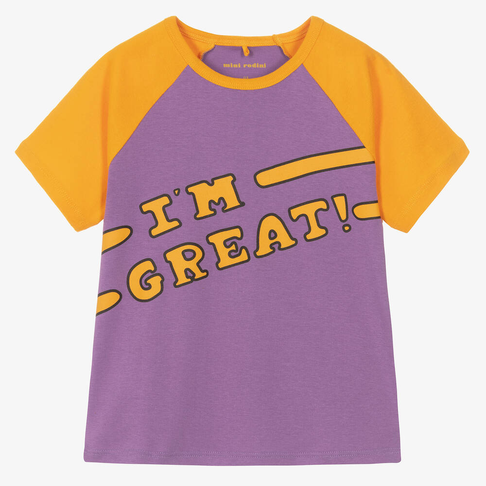 Mini Rodini - T-shirt violet et orange coton | Childrensalon