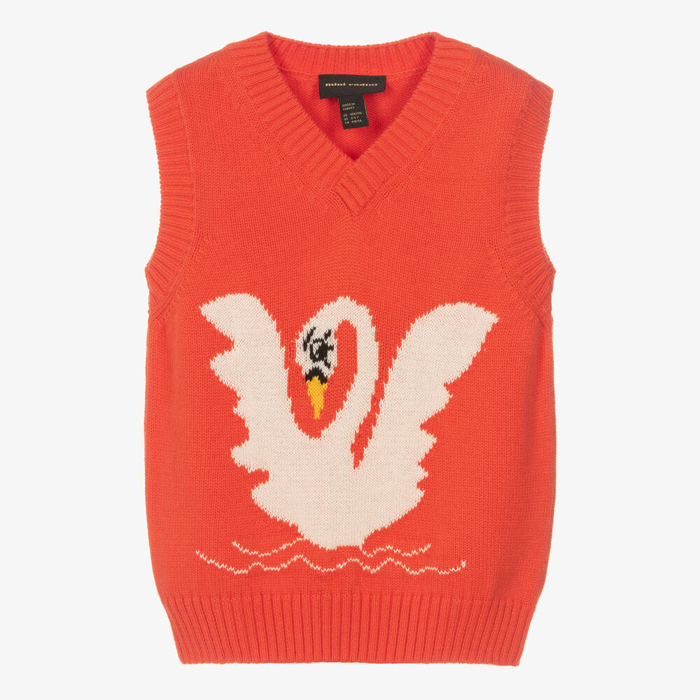 Mini Rodini - Red Cotton Knit Sweater Vest | Childrensalon