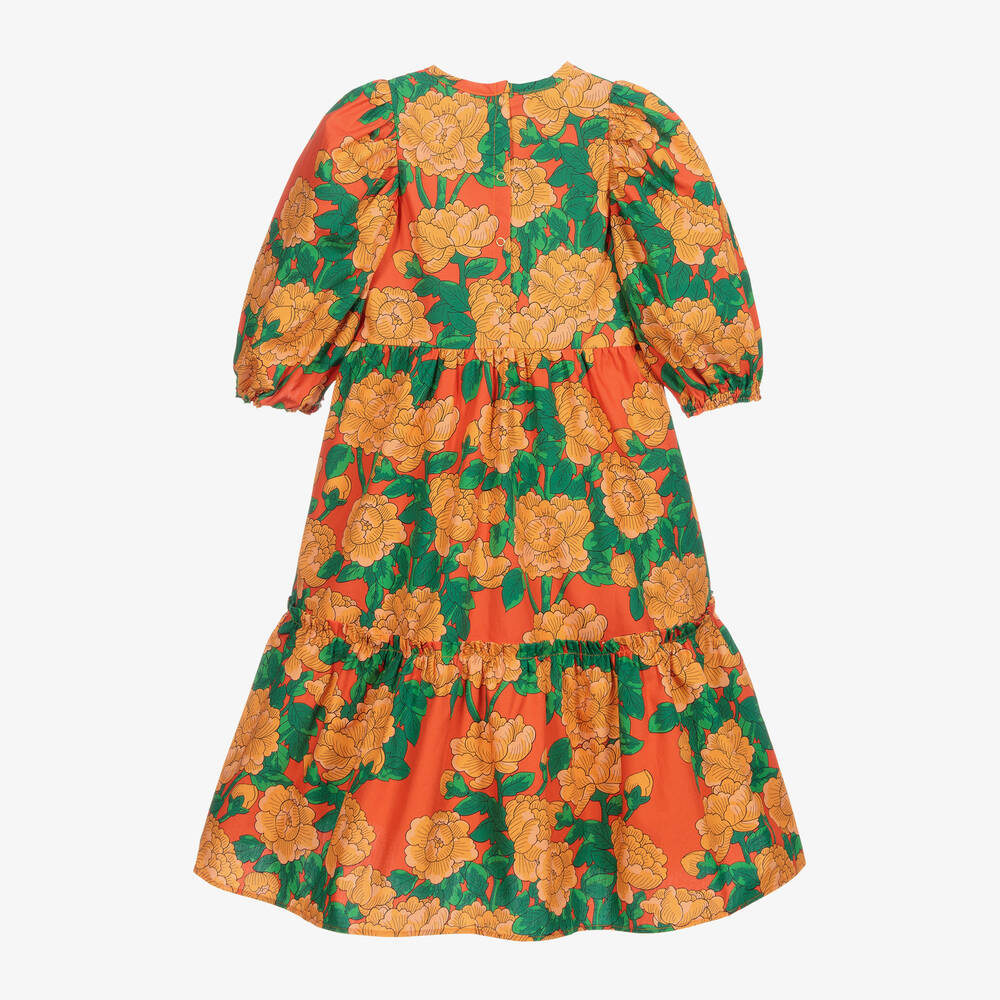 Mini Rodini-Red Cotton Peonies Dress | Childrensalon Outlet