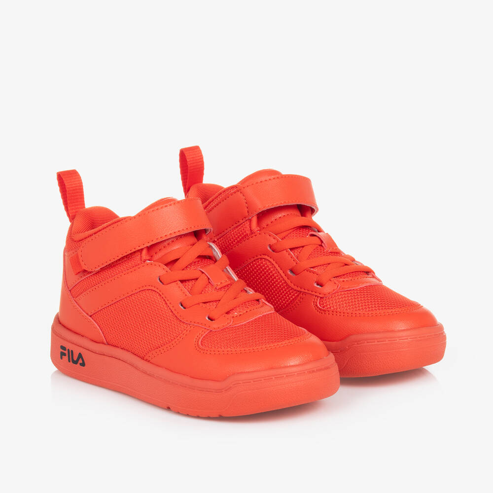 Red Faux Leather High Top FILA Trainers