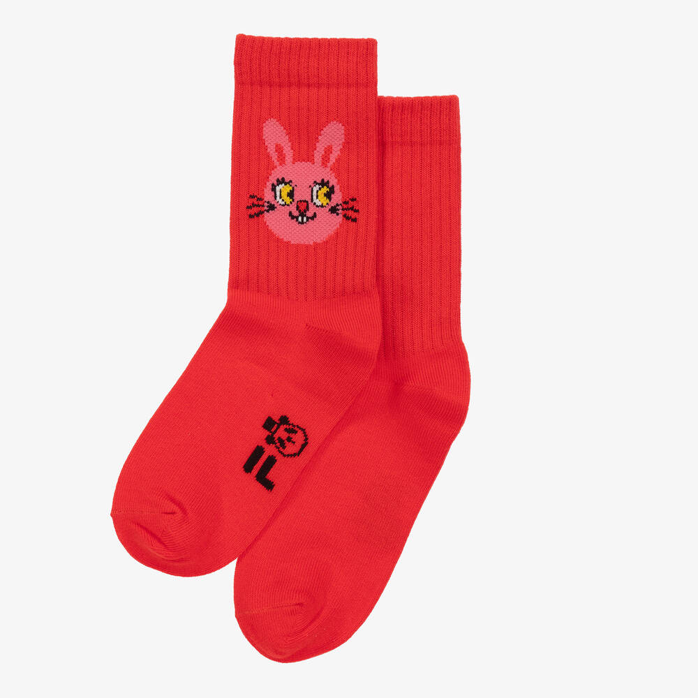 Mini Rodini Red FILA Rabbit Cotton Socks Childrensalon Outlet