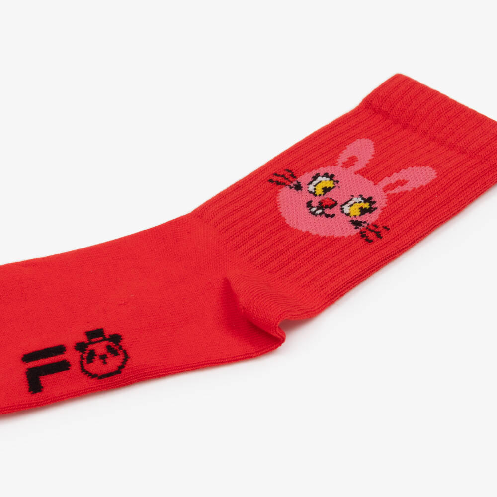 Mini Rodini Red FILA Rabbit Cotton Socks Childrensalon Outlet
