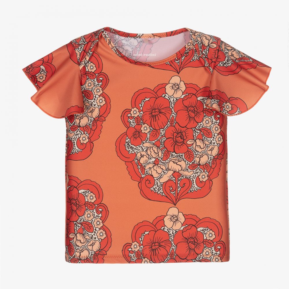 Mini Rodini-Red Floral Swim Top (UPF50+) | Childrensalon Outlet