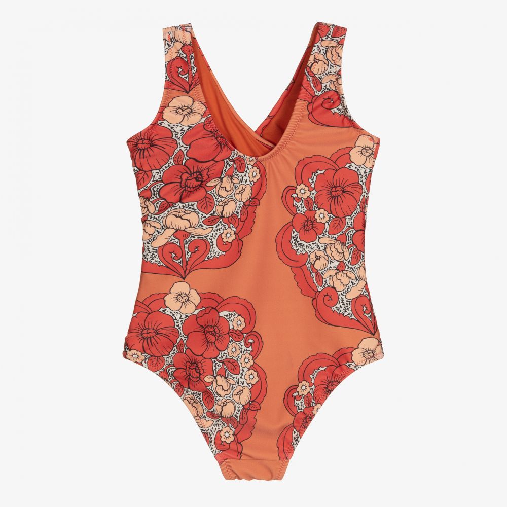 Mini Rodini-Красный купальник с цветами (UPF50+) | Childrensalon Outlet