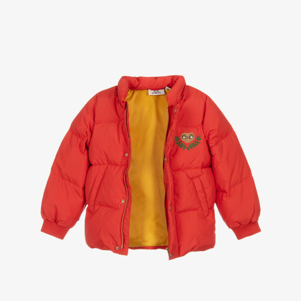 Mini Rodini-Red Hooded Puffer Jacket with E.T. Embroidery | Childrensalon Outlet