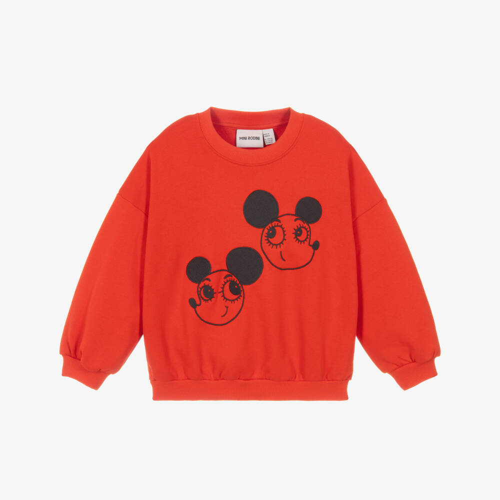Mini Rodini-Red Organic Cotton Embroidered Ritzratz Sweatshirt | Childrensalon Outlet