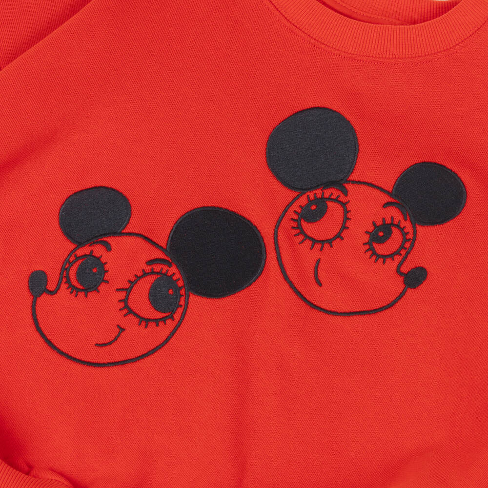 Mini Rodini-Red Organic Cotton Embroidered Ritzratz Sweatshirt | Childrensalon Outlet