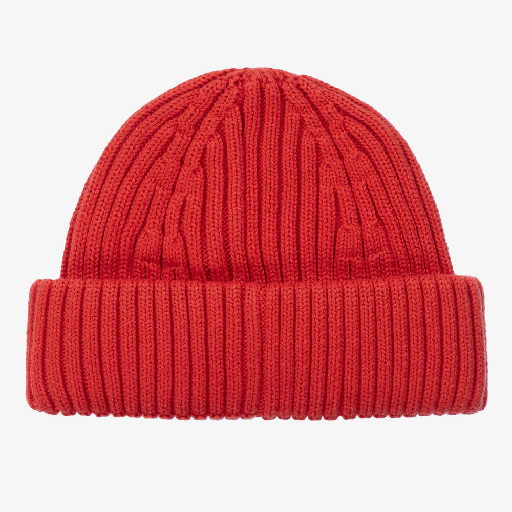 Mini Rodini-Red Organic Cotton Knitted Beanie Hat | Childrensalon Outlet