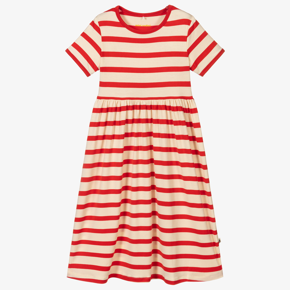 Mini Rodini - Robe rayée rouge en Lyocell | Childrensalon