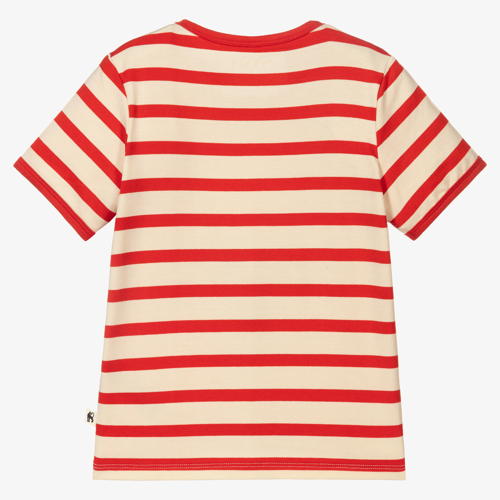 Mini Rodini-Red Striped Lyocell T-Shirt | Childrensalon Outlet