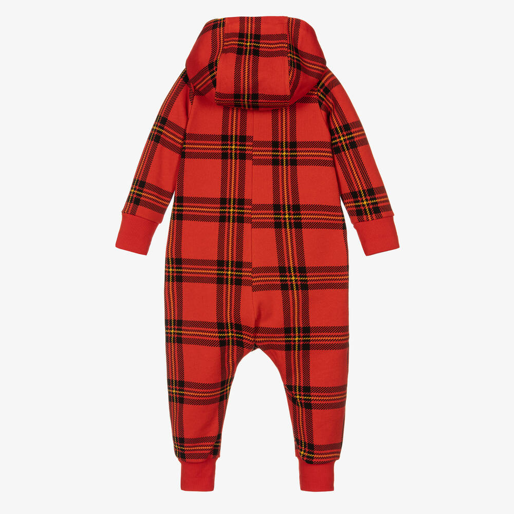 Mini Rodini-Red Tartan Cotton Baby Onesie | Childrensalon Outlet