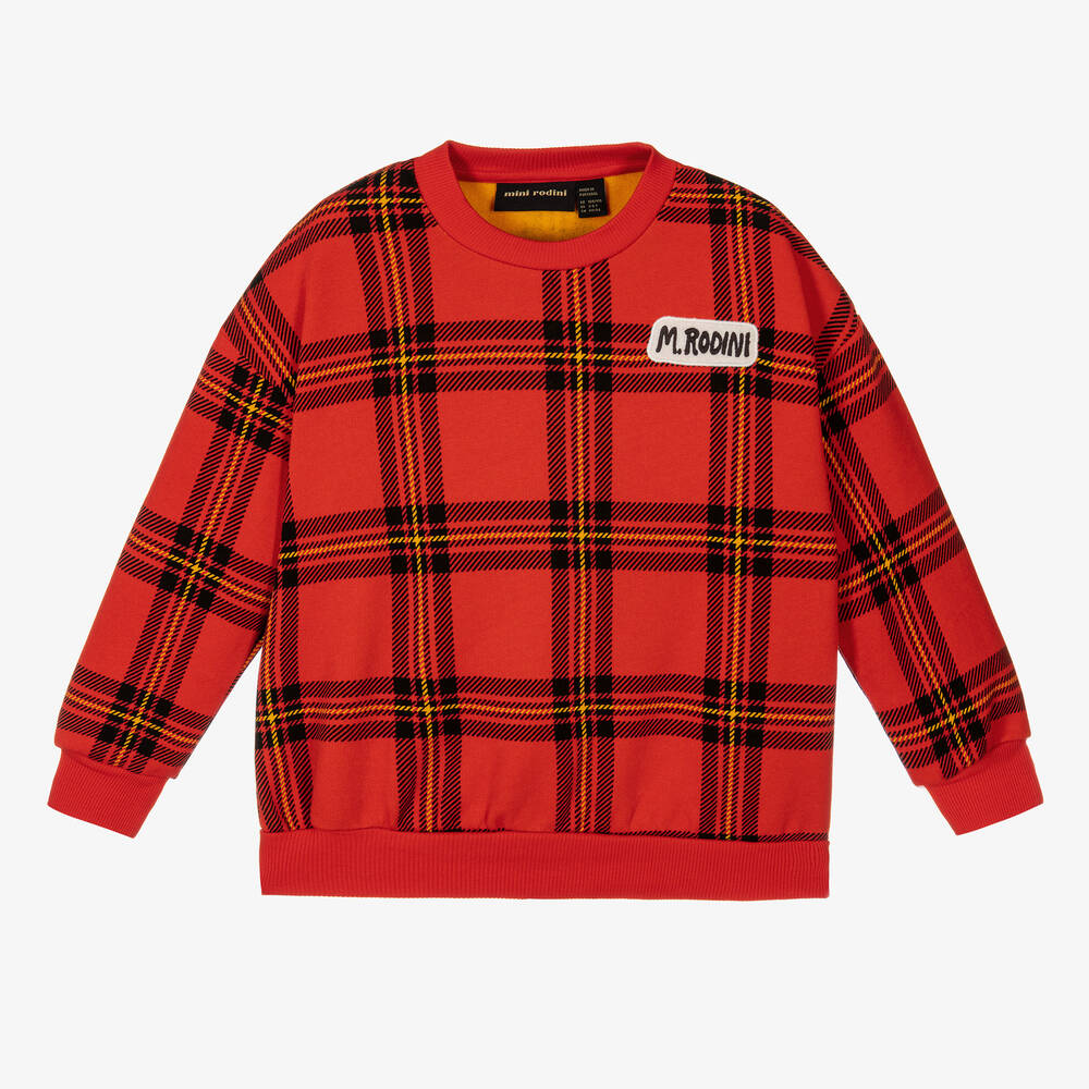 Mini Rodini - Rotes Karo-Baumwoll-Sweatshirt | Childrensalon