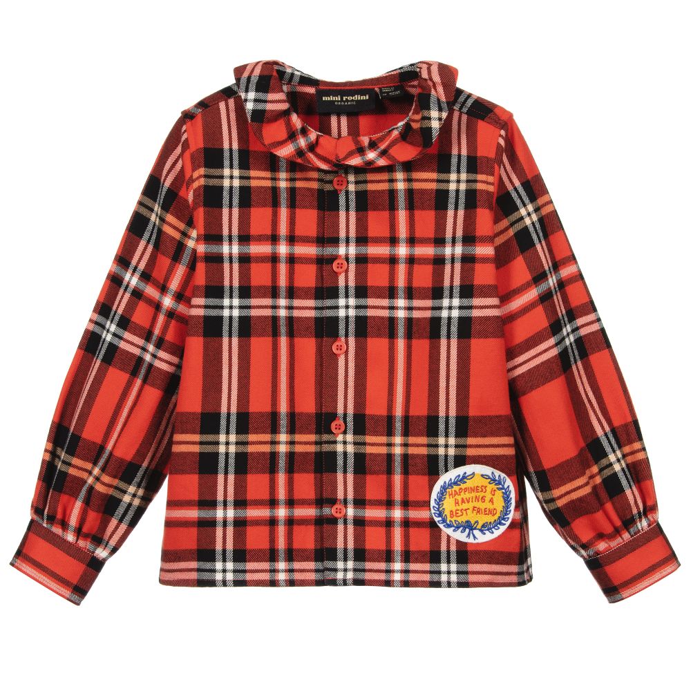 Mini Rodini - Rote Flanellbluse mit Schottenkaros | Childrensalon