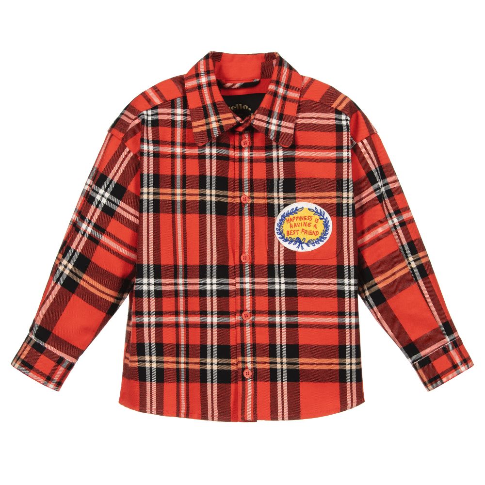 Mini Rodini-Красная фланелевая рубашка в шотландскую клетку | Childrensalon Outlet