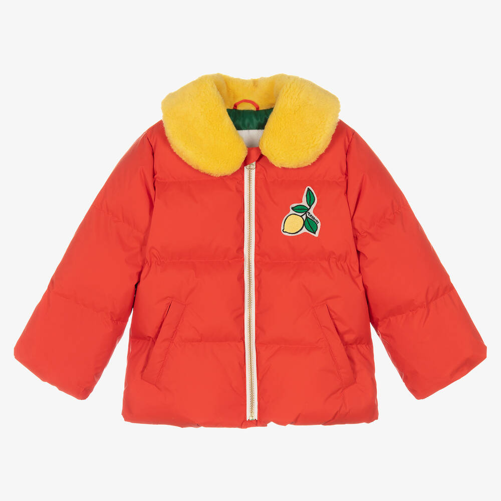 Mini Rodini - Red & Yellow Lemons Puffer Coat | Childrensalon