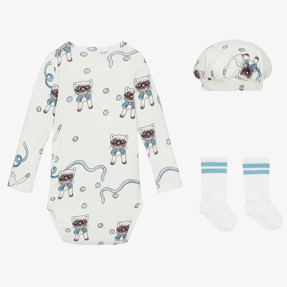 Mini Rodini-White 3 Piece Bodyvest Set | Childrensalon Outlet