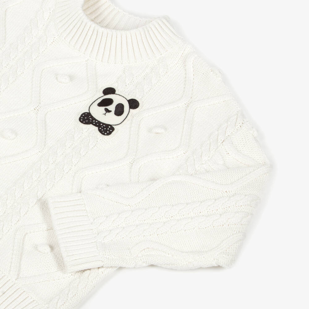 Mini Rodini-White Cotton Cable Knit Jumper | Childrensalon Outlet