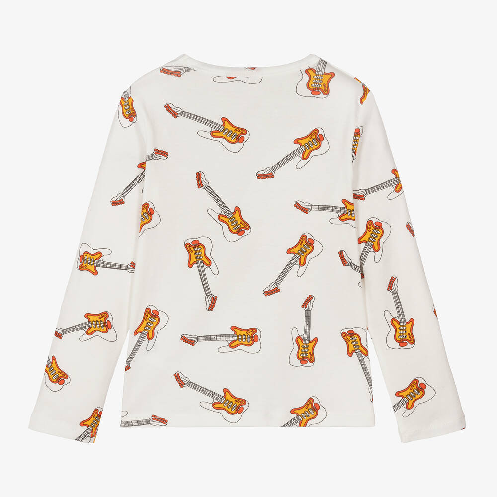 Mini Rodini-White Organic Cotton Guitar Top | Childrensalon Outlet