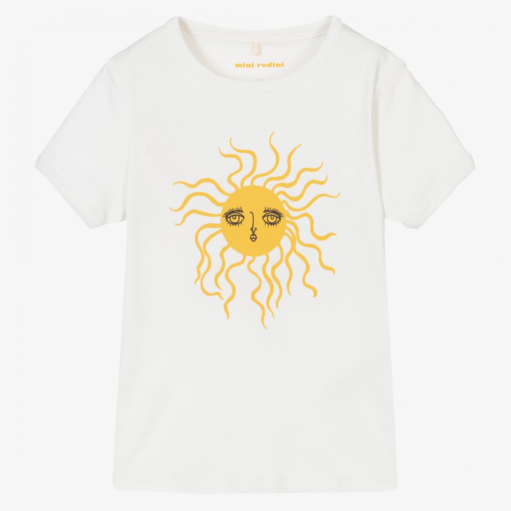 Mini Rodini - White Organic Cotton T-Shirt | Childrensalon