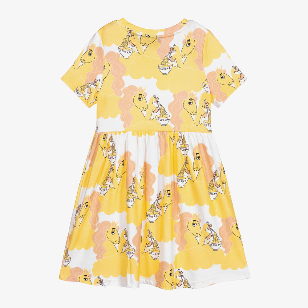Mini Rodini-White & Yellow Unicorn Dress | Childrensalon Outlet
