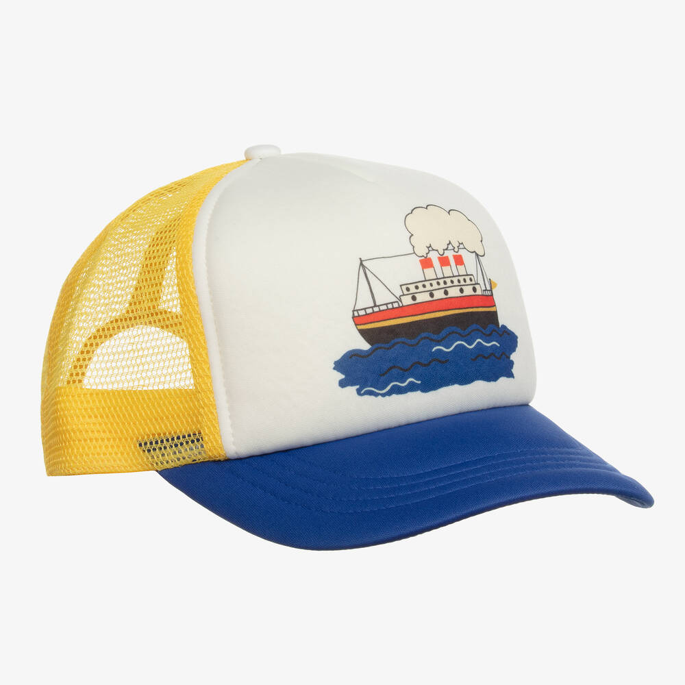 Mini Rodini - Yellow & Blue Ferry Print Cap | Childrensalon