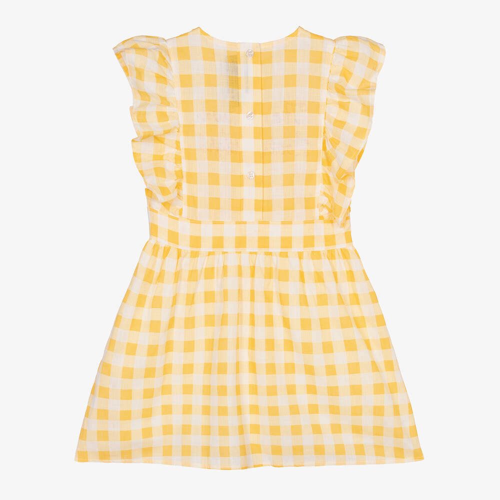 Mini Rodini-Yellow Gingham Cotton Dress | Childrensalon Outlet